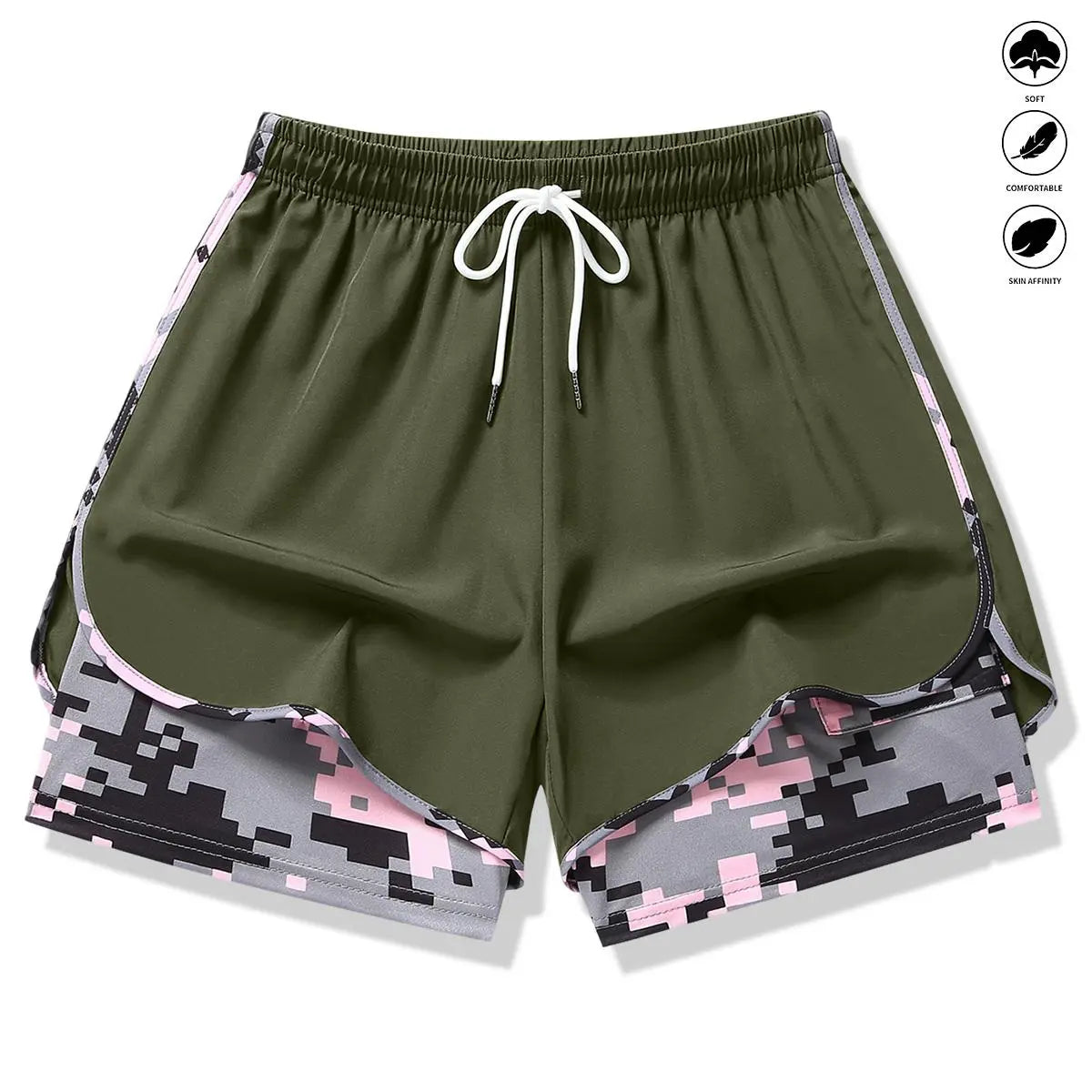 Women’S Casual Athletic Shorts with Built-In Liner, Drawstring, Elastic Waistband-Suitable for Outdoor Sports, Fitness, Running, and Casual Wear; Women’S Shorts, Athletic Shorts, Womenswear Outdoorfun