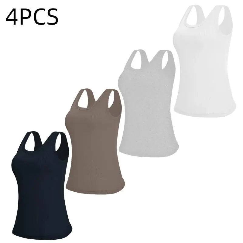 Esselegance Ribbed Workout Tank Tops for Women with Built in Bra Tight Racerback Scoop Sports Tank Neck Athletic Top for Summer and All Seasons Womenswear Bras