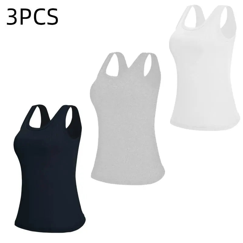 Esselegance Ribbed Workout Tank Tops for Women with Built in Bra Tight Racerback Scoop Sports Tank Neck Athletic Top for Summer and All Seasons Womenswear Bras