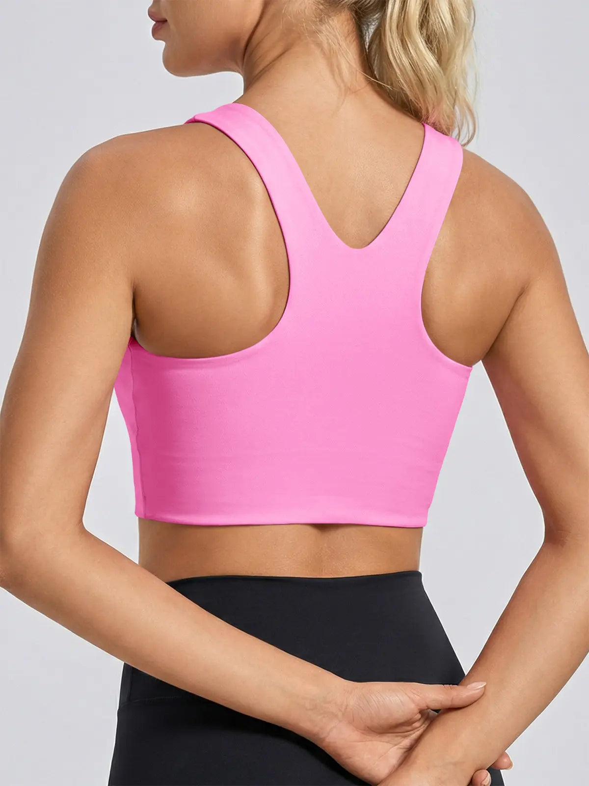 Aoysky Women'S Buttery Soft Square Neck Padded Supportive Seamless Longline Compression Sports Bra, Gym Yoga Activewear Crop Top for Yoga, Running Workouts