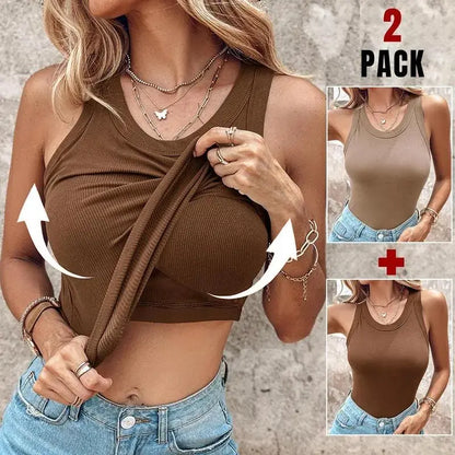 Esselegance Ribbed Workout Tank Tops for Women with Built in Bra Tight Racerback Scoop Sports Tank Neck Athletic Top for Summer and All Seasons Womenswear Bras