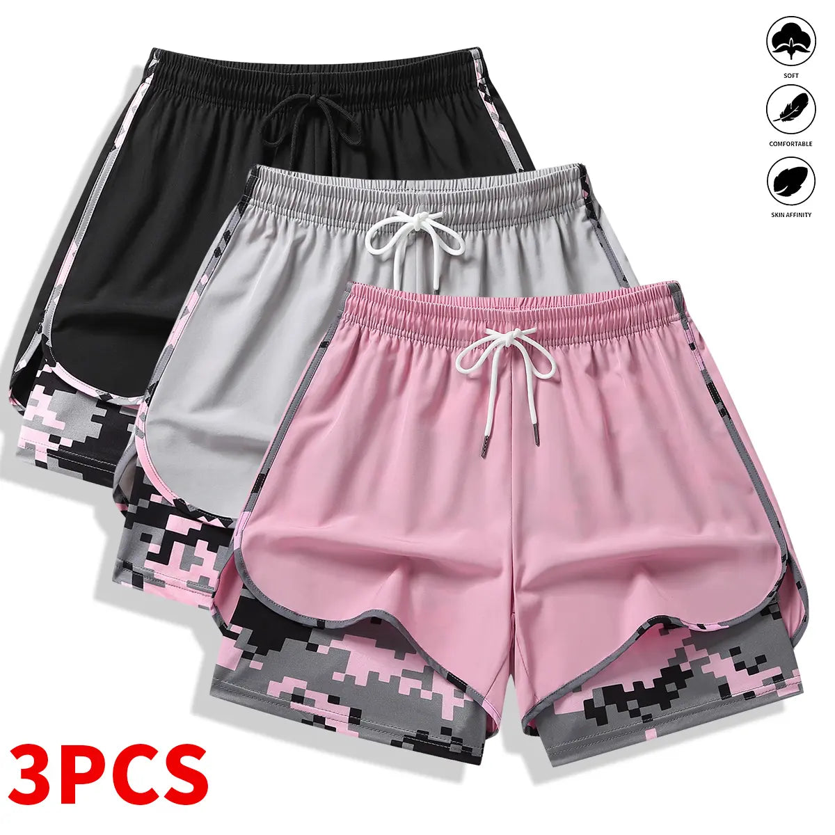 Women’S Casual Athletic Shorts with Built-In Liner, Drawstring, Elastic Waistband-Suitable for Outdoor Sports, Fitness, Running, and Casual Wear; Women’S Shorts, Athletic Shorts, Womenswear Outdoorfun