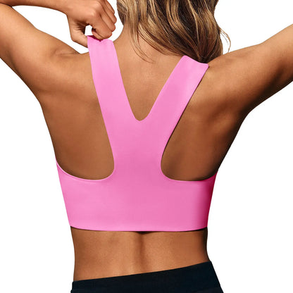 Aoysky Women'S Buttery Soft Square Neck Padded Supportive Seamless Longline Compression Sports Bra, Gym Yoga Activewear Crop Top for Yoga, Running Workouts