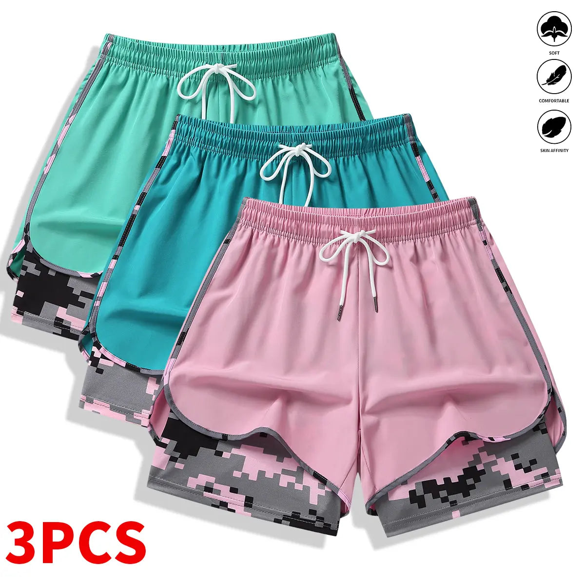 Women’S Casual Athletic Shorts with Built-In Liner, Drawstring, Elastic Waistband-Suitable for Outdoor Sports, Fitness, Running, and Casual Wear; Women’S Shorts, Athletic Shorts, Womenswear Outdoorfun
