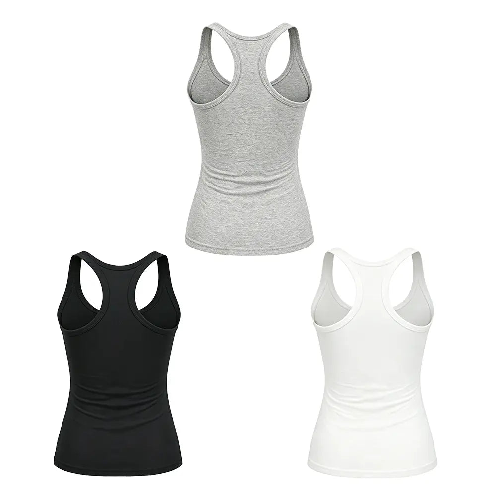 Esselegance Ribbed Workout Tank Tops for Women with Built in Bra Tight Racerback Scoop Sports Tank Neck Athletic Top for Summer and All Seasons Womenswear Bras