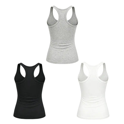 Esselegance Ribbed Workout Tank Tops for Women with Built in Bra Tight Racerback Scoop Sports Tank Neck Athletic Top for Summer and All Seasons Womenswear Bras