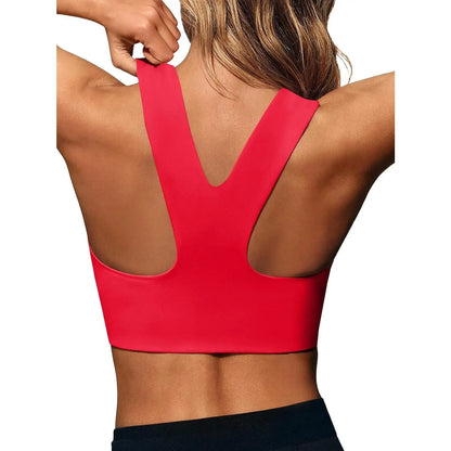 Aoysky Women'S Buttery Soft Square Neck Padded Supportive Seamless Longline Compression Sports Bra, Gym Yoga Activewear Crop Top for Yoga, Running Workouts