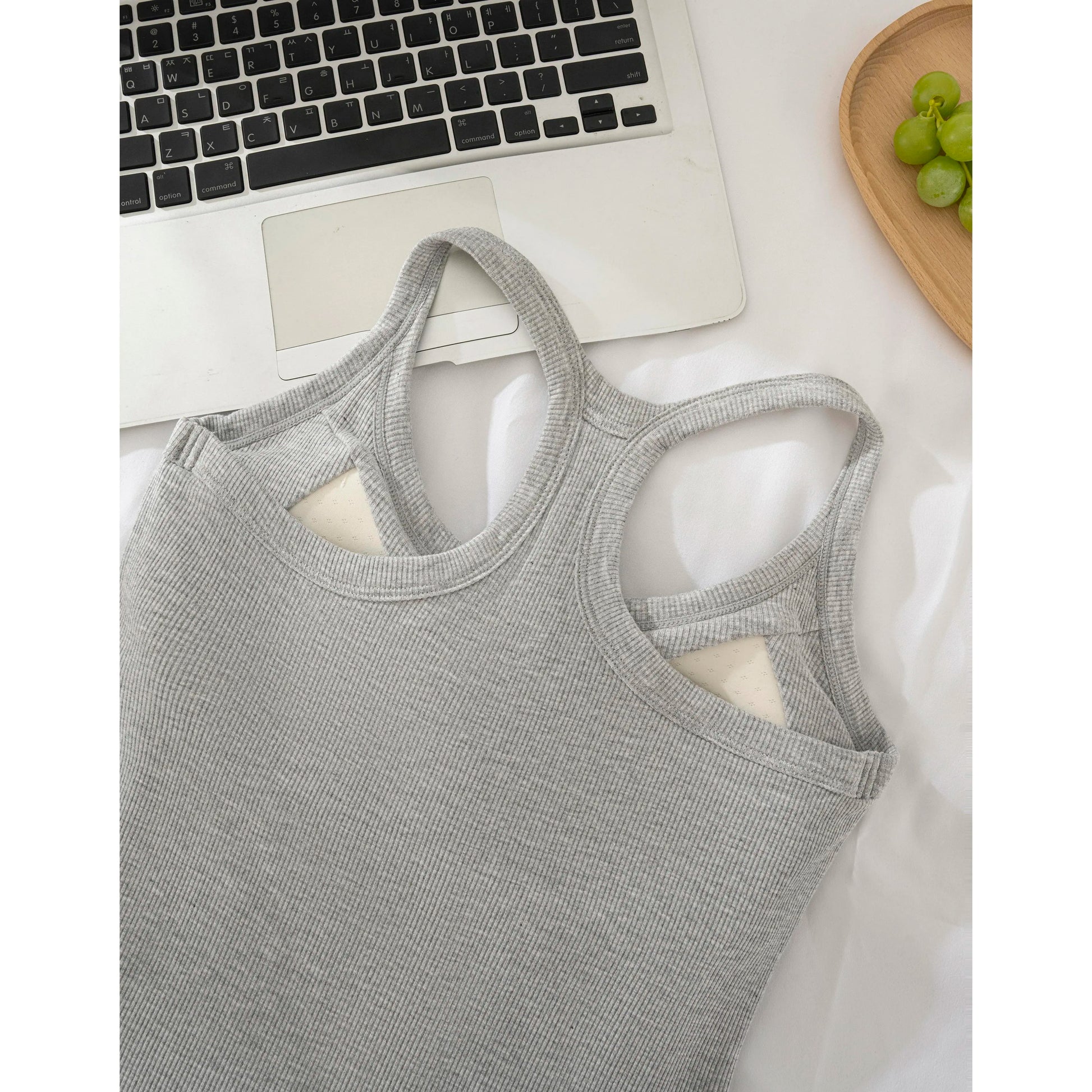 Esselegance Ribbed Workout Tank Tops for Women with Built in Bra Tight Racerback Scoop Sports Tank Neck Athletic Top for Summer and All Seasons Womenswear Bras