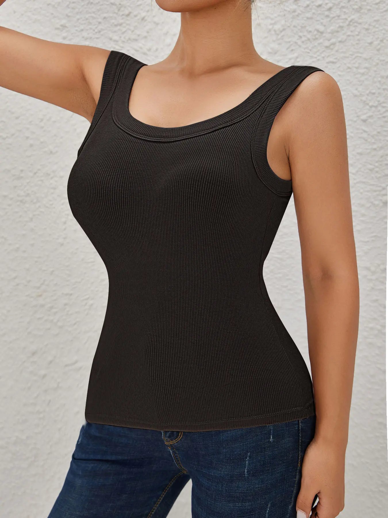 Esselegance Ribbed Workout Tank Tops for Women with Built in Bra Tight Racerback Scoop Sports Tank Neck Athletic Top for Summer and All Seasons Womenswear Bras