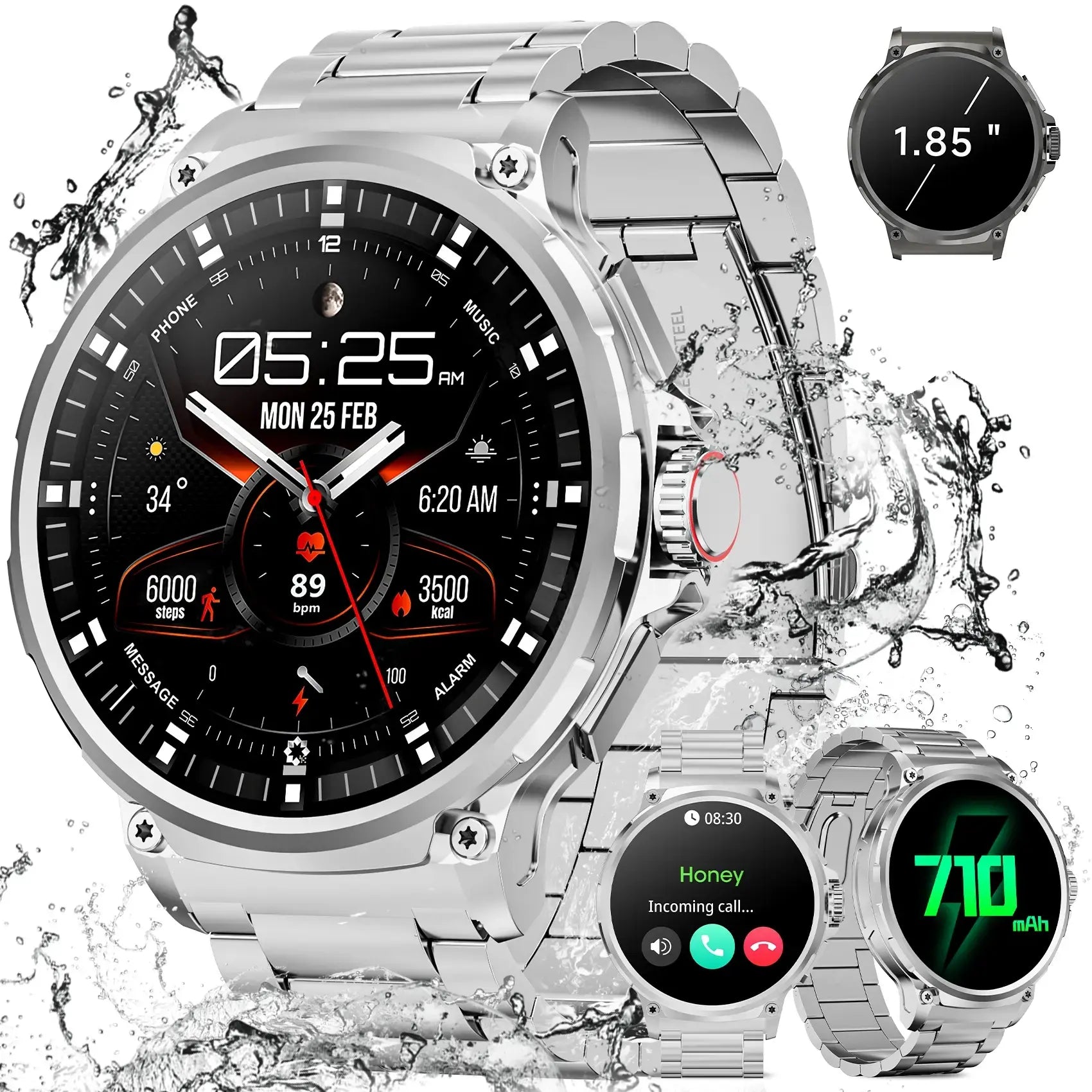 Multifunctional Smart Watch, Smartwatch with Calls, Fashion Digital Watch with Answer/Make Calls & 100+ Sport Modes, Waterproof Sports Watch for Women & Men