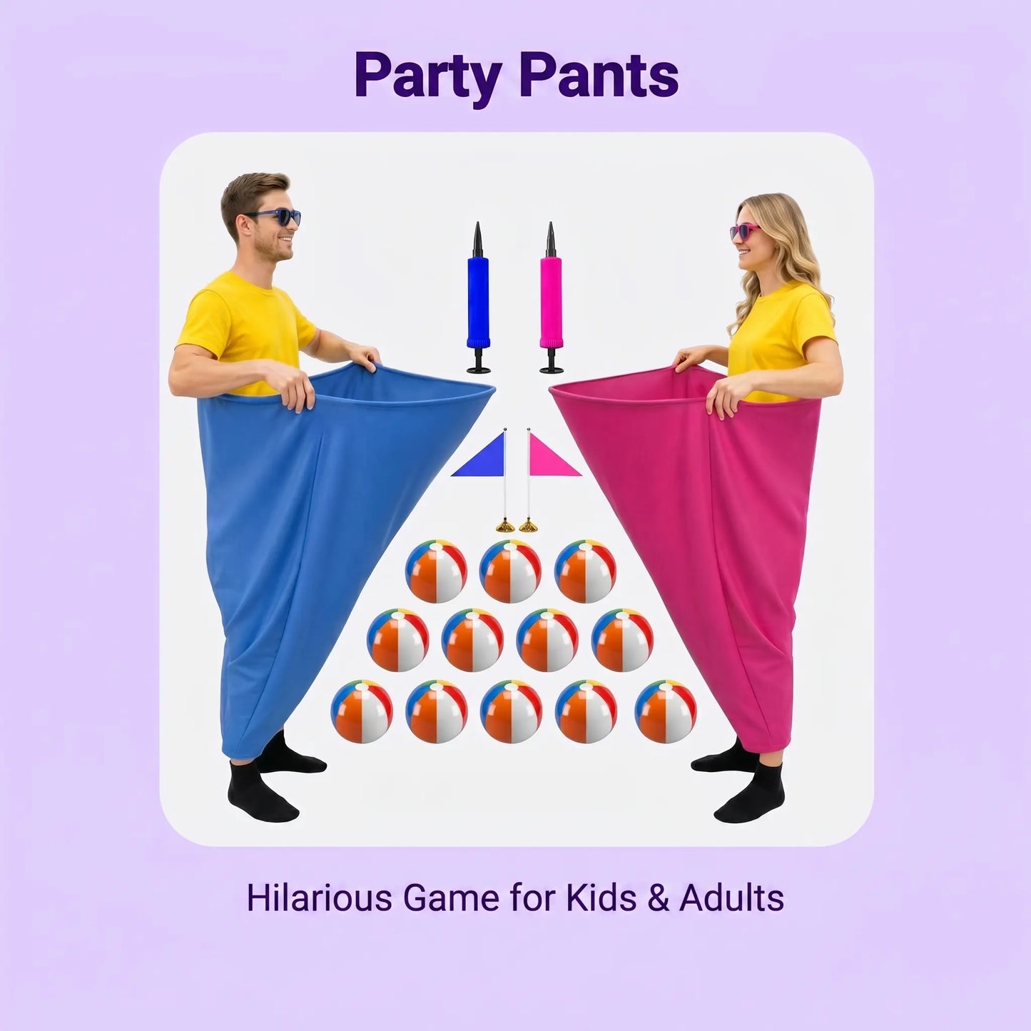 18 Pcs Granny Pants Yard Game Set with Beach Balls | Giant Tossing Pants Game for Kids & Adults, Perfect for Birthday Party, Field Day and Group Activities | Funny Outdoor / Indoor Interactive Game for Family Carnival Party Fathersdaygiftideas Outdoorfun