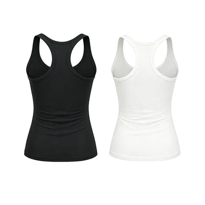 Esselegance Ribbed Workout Tank Tops for Women with Built in Bra Tight Racerback Scoop Sports Tank Neck Athletic Top for Summer and All Seasons Womenswear Bras