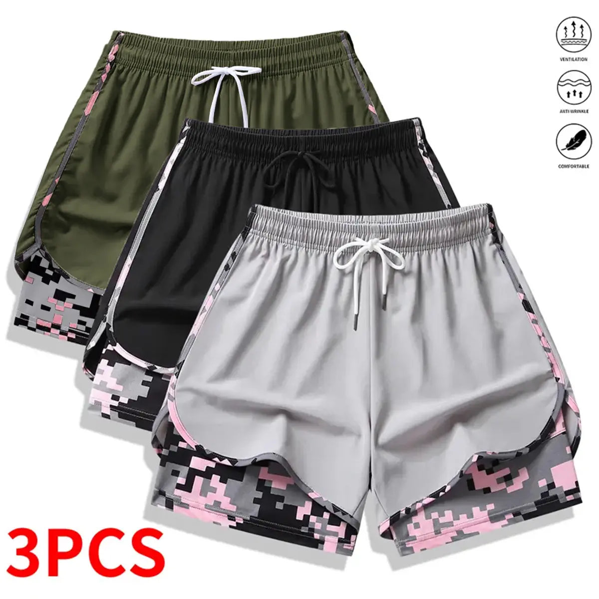 Women’S Casual Athletic Shorts with Built-In Liner, Drawstring, Elastic Waistband-Suitable for Outdoor Sports, Fitness, Running, and Casual Wear; Women’S Shorts, Athletic Shorts, Womenswear Outdoorfun