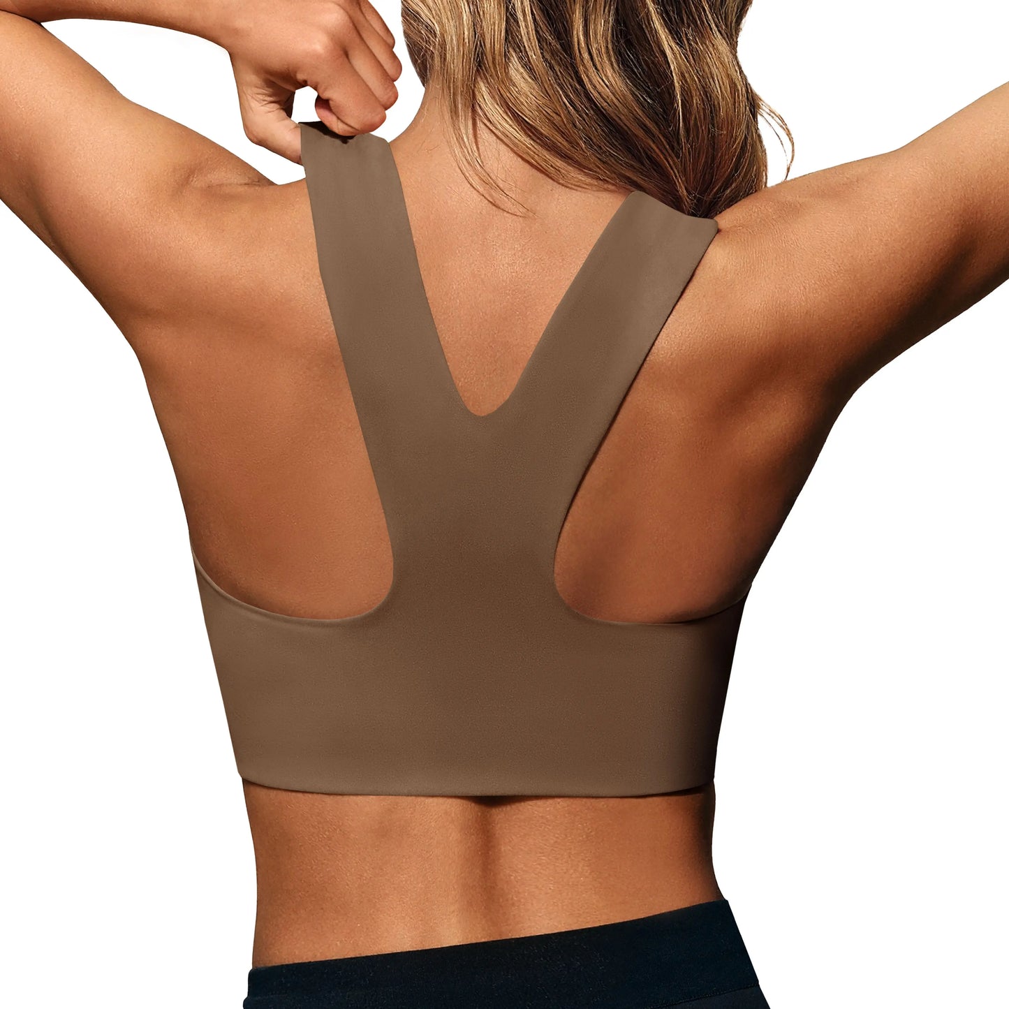 Aoysky Women'S Buttery Soft Square Neck Padded Supportive Seamless Longline Compression Sports Bra, Gym Yoga Activewear Crop Top for Yoga, Running Workouts