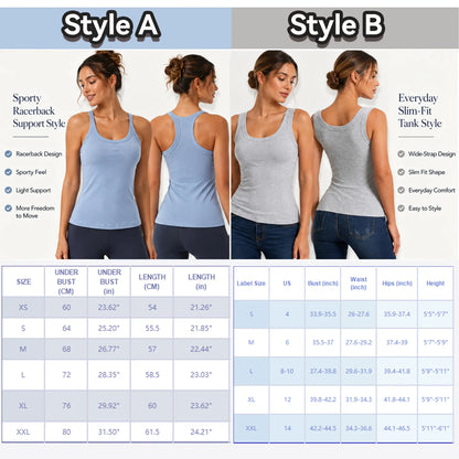 Esselegance Ribbed Workout Tank Tops for Women with Built in Bra Tight Racerback Scoop Sports Tank Neck Athletic Top for Summer and All Seasons Womenswear Bras