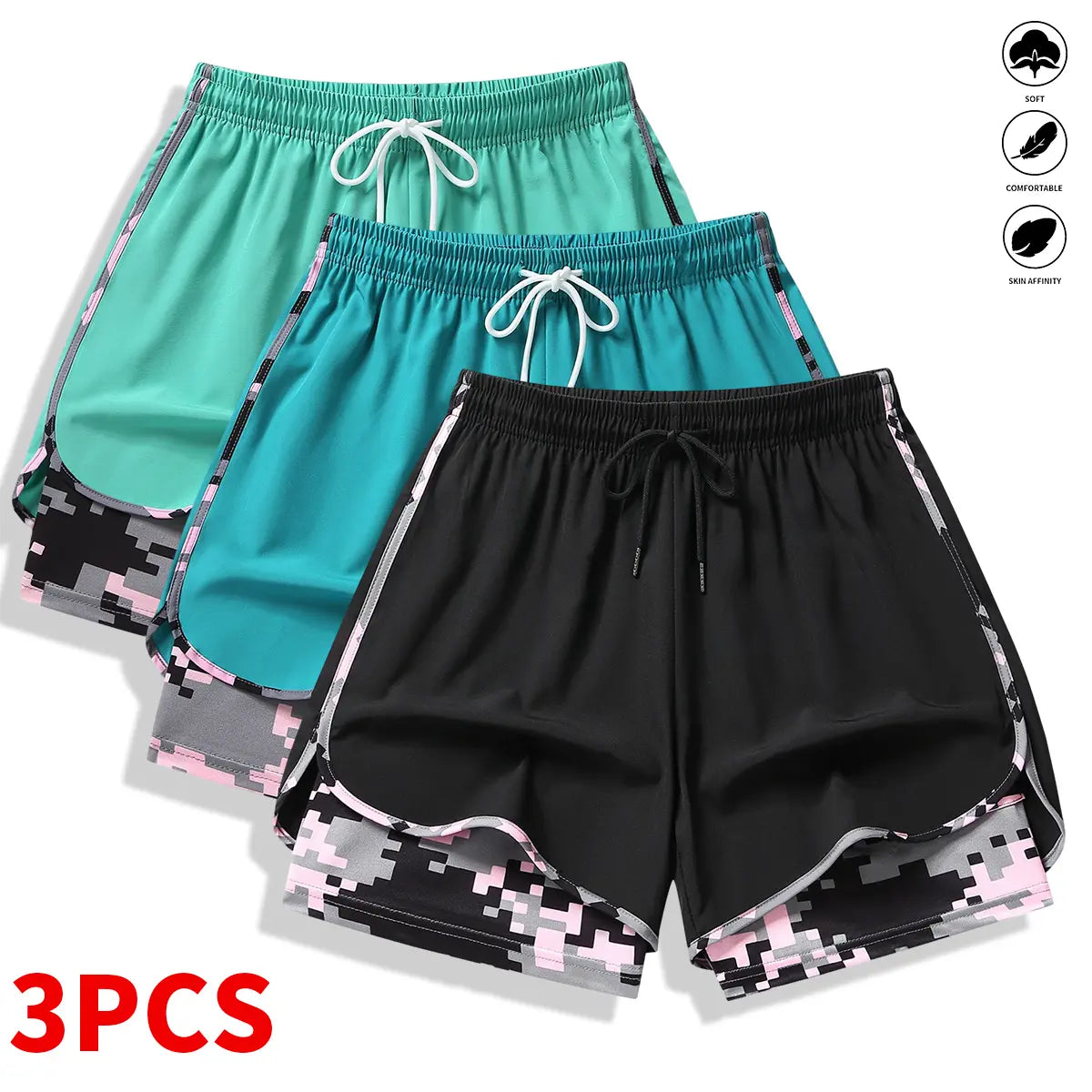 Women’S Casual Athletic Shorts with Built-In Liner, Drawstring, Elastic Waistband-Suitable for Outdoor Sports, Fitness, Running, and Casual Wear; Women’S Shorts, Athletic Shorts, Womenswear Outdoorfun