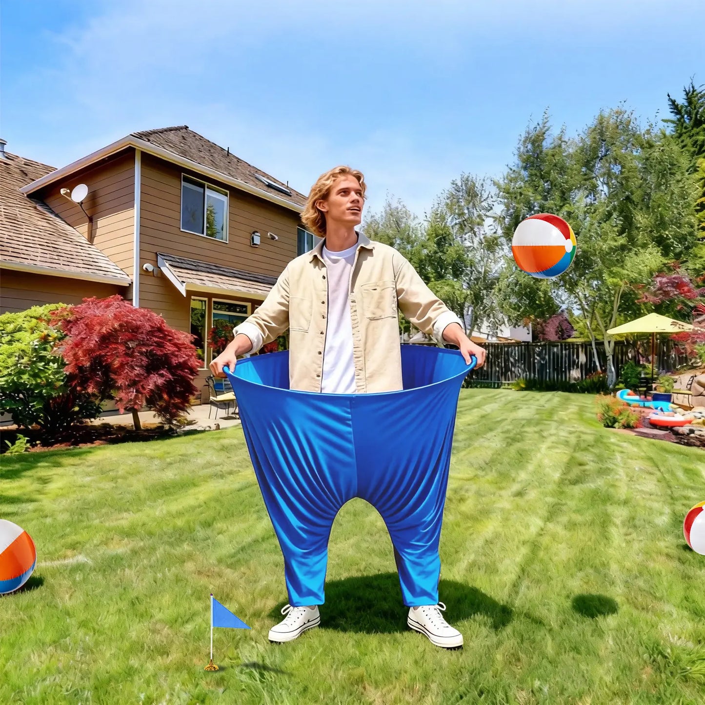 18 Pcs Granny Pants Yard Game Set with Beach Balls | Giant Tossing Pants Game for Kids & Adults, Perfect for Birthday Party, Field Day and Group Activities | Funny Outdoor / Indoor Interactive Game for Family Carnival Party Fathersdaygiftideas Outdoorfun