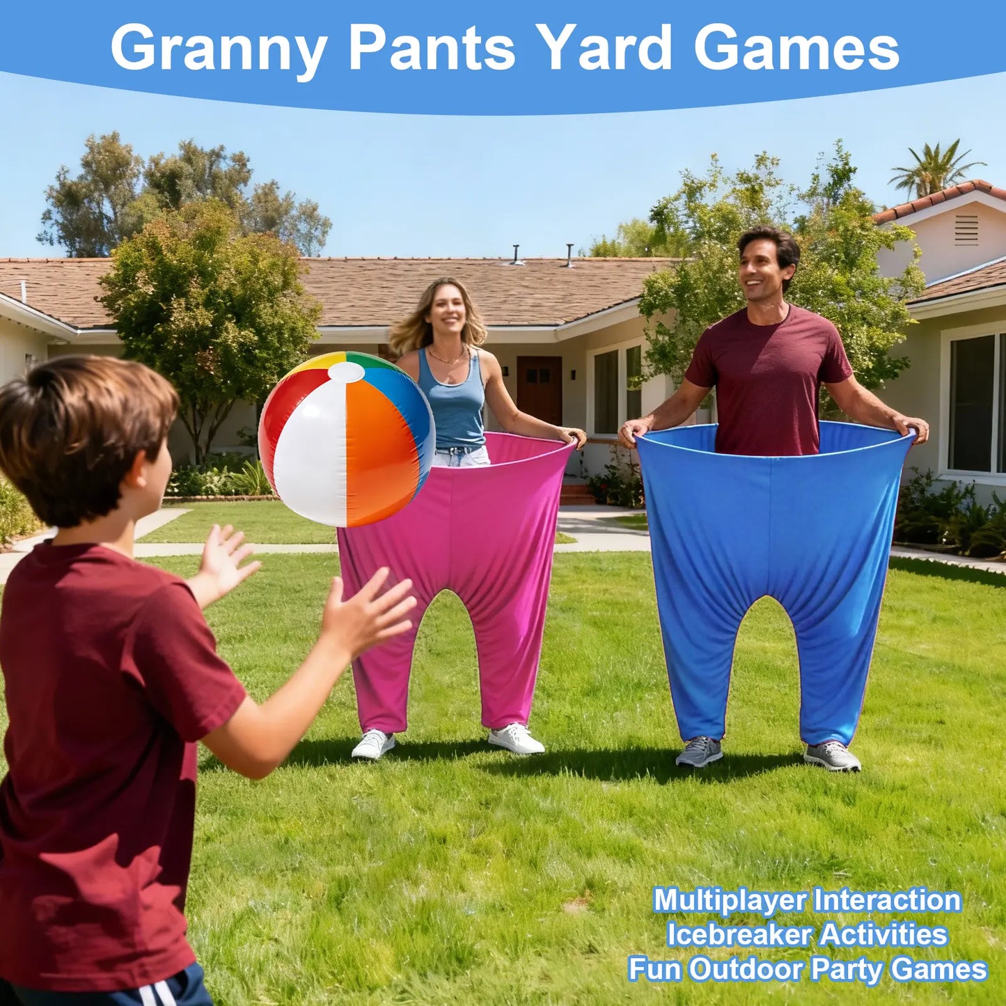 18 Pcs Granny Pants Yard Game Set with Beach Balls | Giant Tossing Pants Game for Kids & Adults, Perfect for Birthday Party, Field Day and Group Activities | Funny Outdoor / Indoor Interactive Game for Family Carnival Party Fathersdaygiftideas Outdoorfun