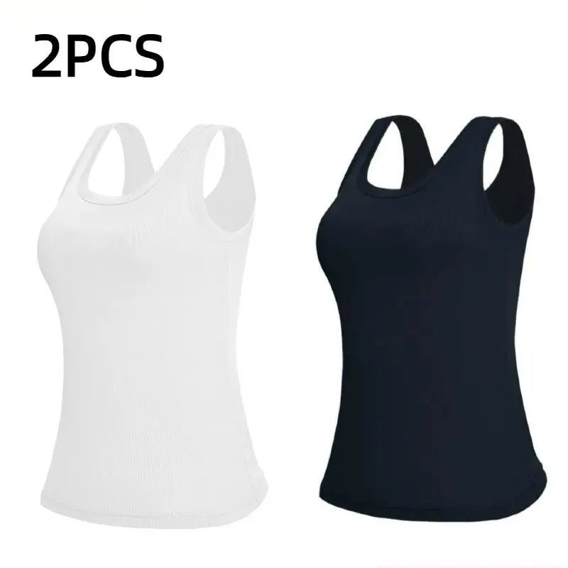 Esselegance Ribbed Workout Tank Tops for Women with Built in Bra Tight Racerback Scoop Sports Tank Neck Athletic Top for Summer and All Seasons Womenswear Bras