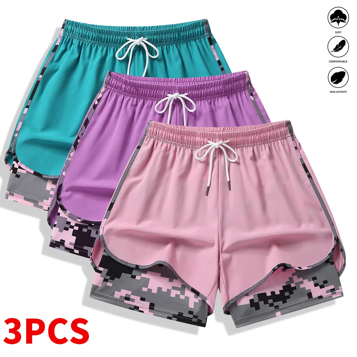 Women’S Casual Athletic Shorts with Built-In Liner, Drawstring, Elastic Waistband-Suitable for Outdoor Sports, Fitness, Running, and Casual Wear; Women’S Shorts, Athletic Shorts, Womenswear Outdoorfun