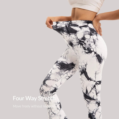 3 Pack Tie Dye Seamless Flare Yoga Pants - High Waisted Butt Lifting Bootcut Leggings, Stretch Non See through Workout Pants for Women, Casual & Gym Wear